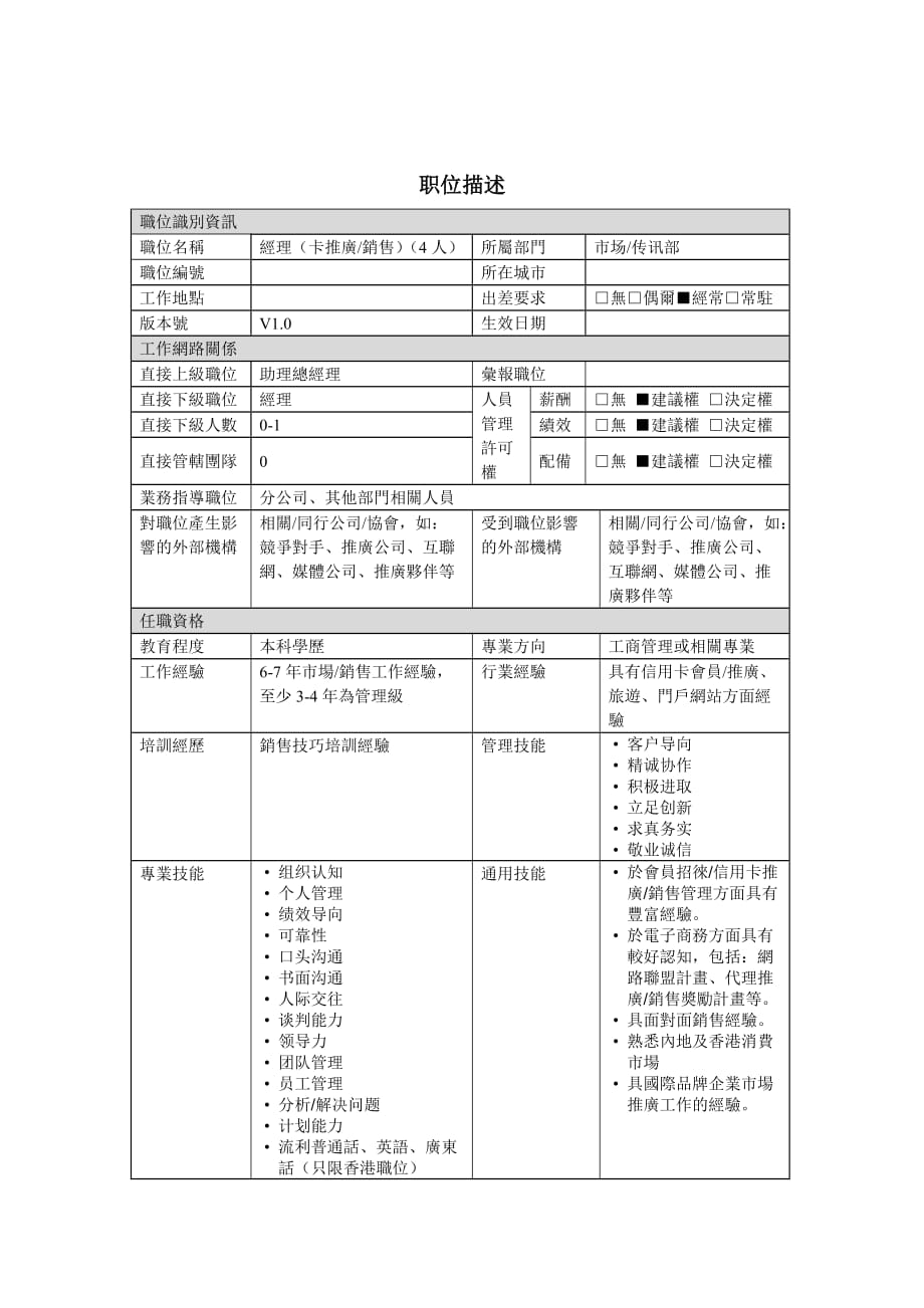 《精编》总裁经理岗位说明书大全34_第1页