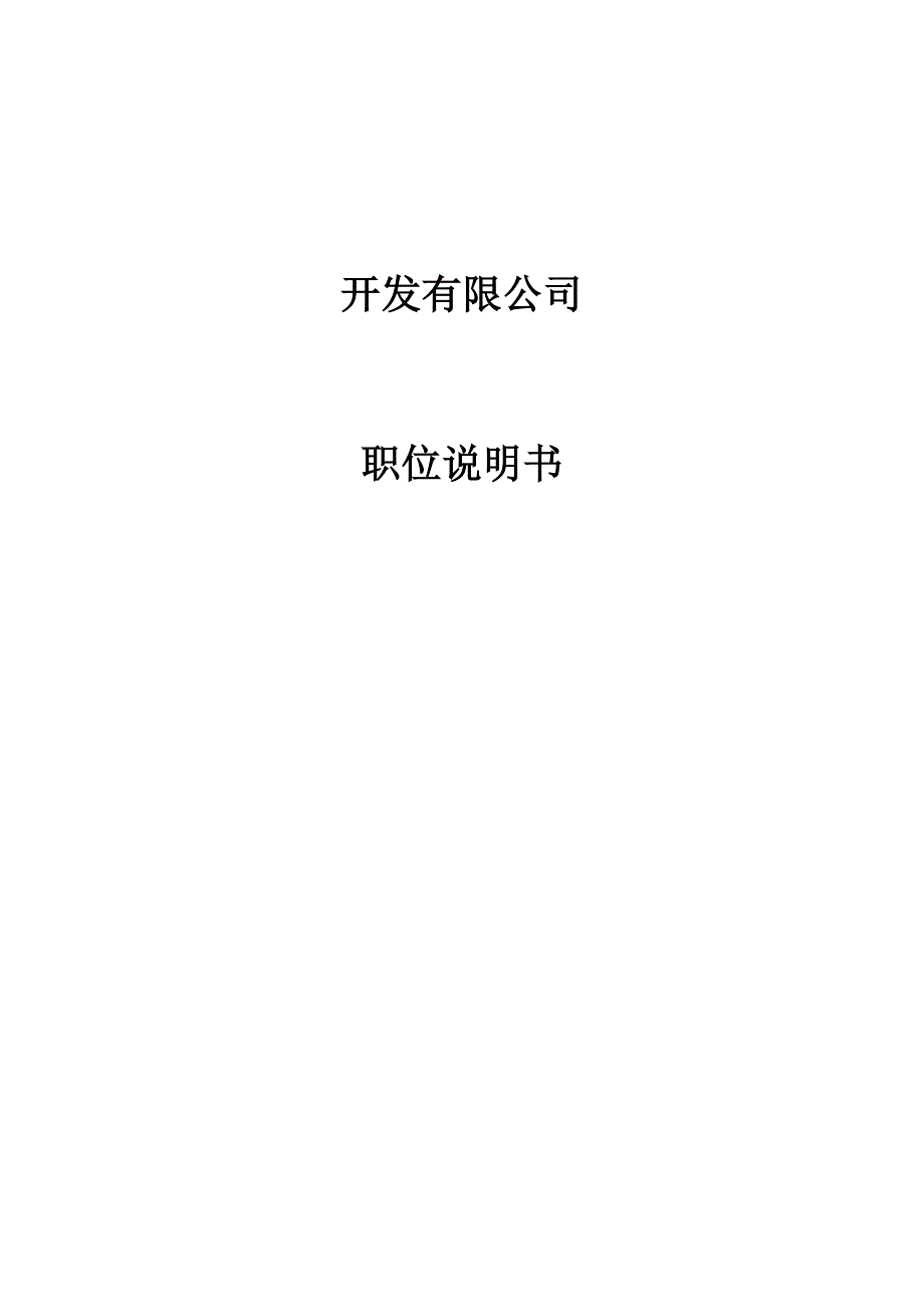 《精编》开发有限公司职位说明书_第1页