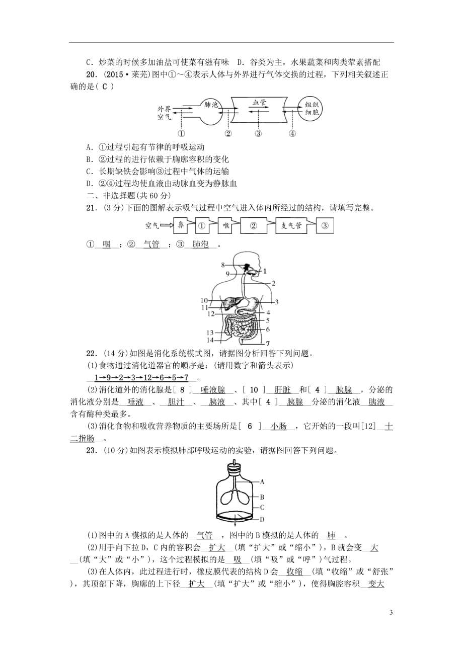 七级生物下学期期中测试题（新）新人教_第3页