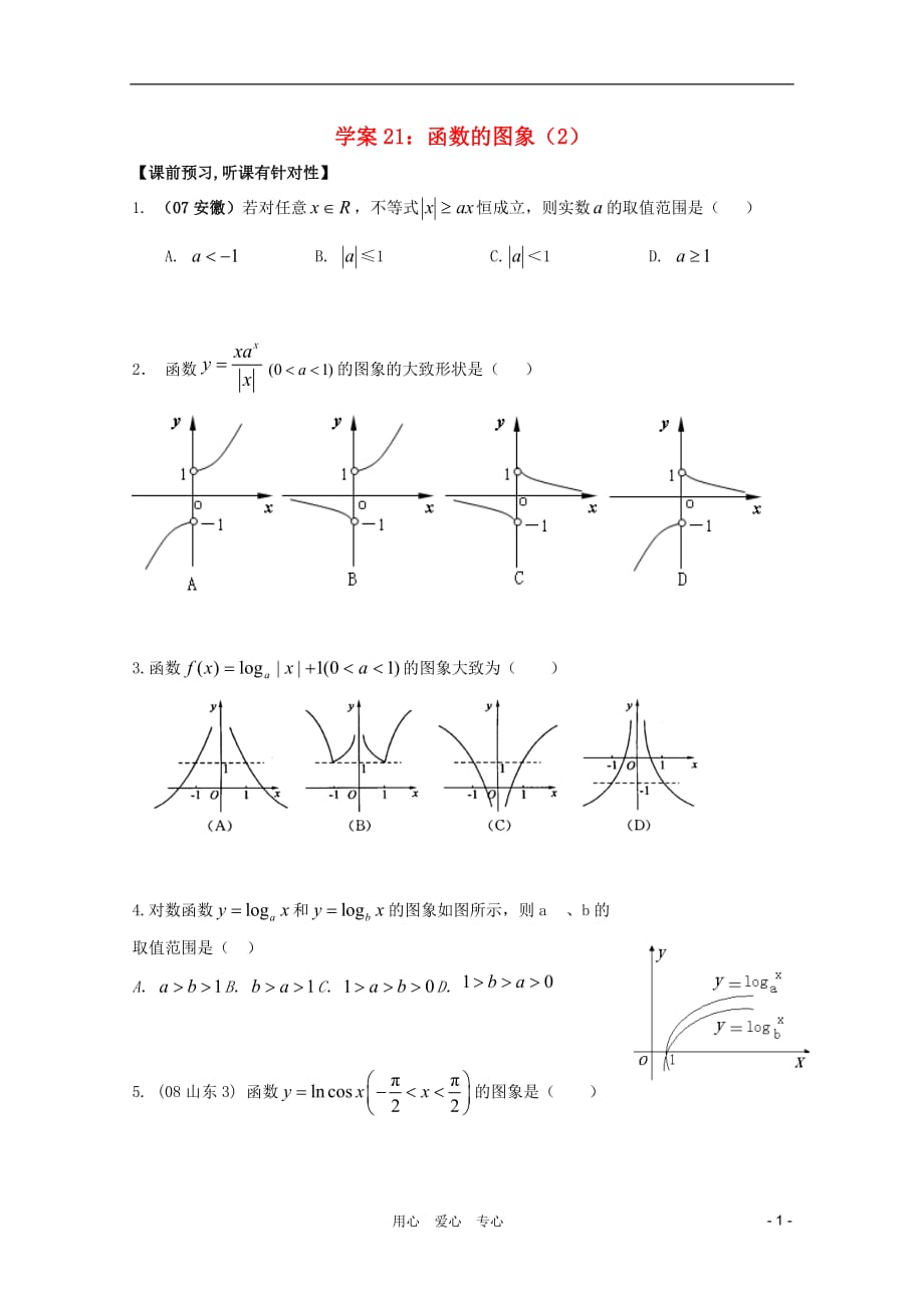 北京第十八中学高三数学第一轮复习 21 函数的图象（2）学案.doc_第1页