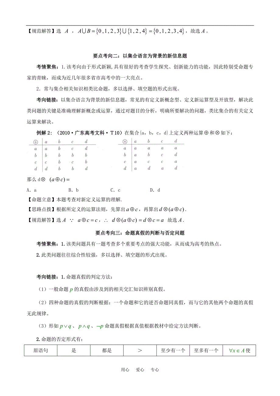 2011届高考数学二轮专题复习 专题1 集合、常用逻辑用语、不等式、函数与导数第1讲 集合与常用逻辑用语学案.doc_第3页