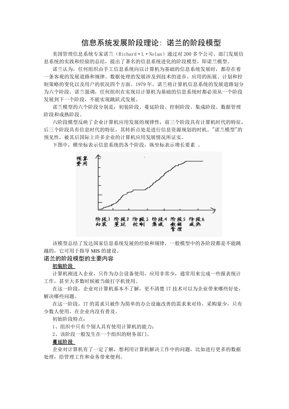 信息系统发展阶段理论诺兰的阶段模型_第1页