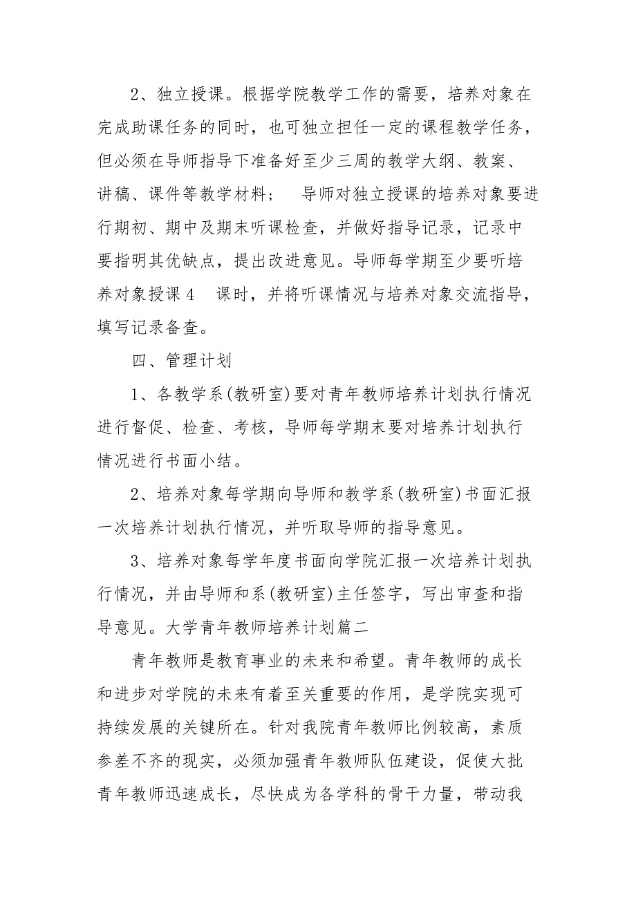 大学青年教师培养计划_教师工作计划__第3页