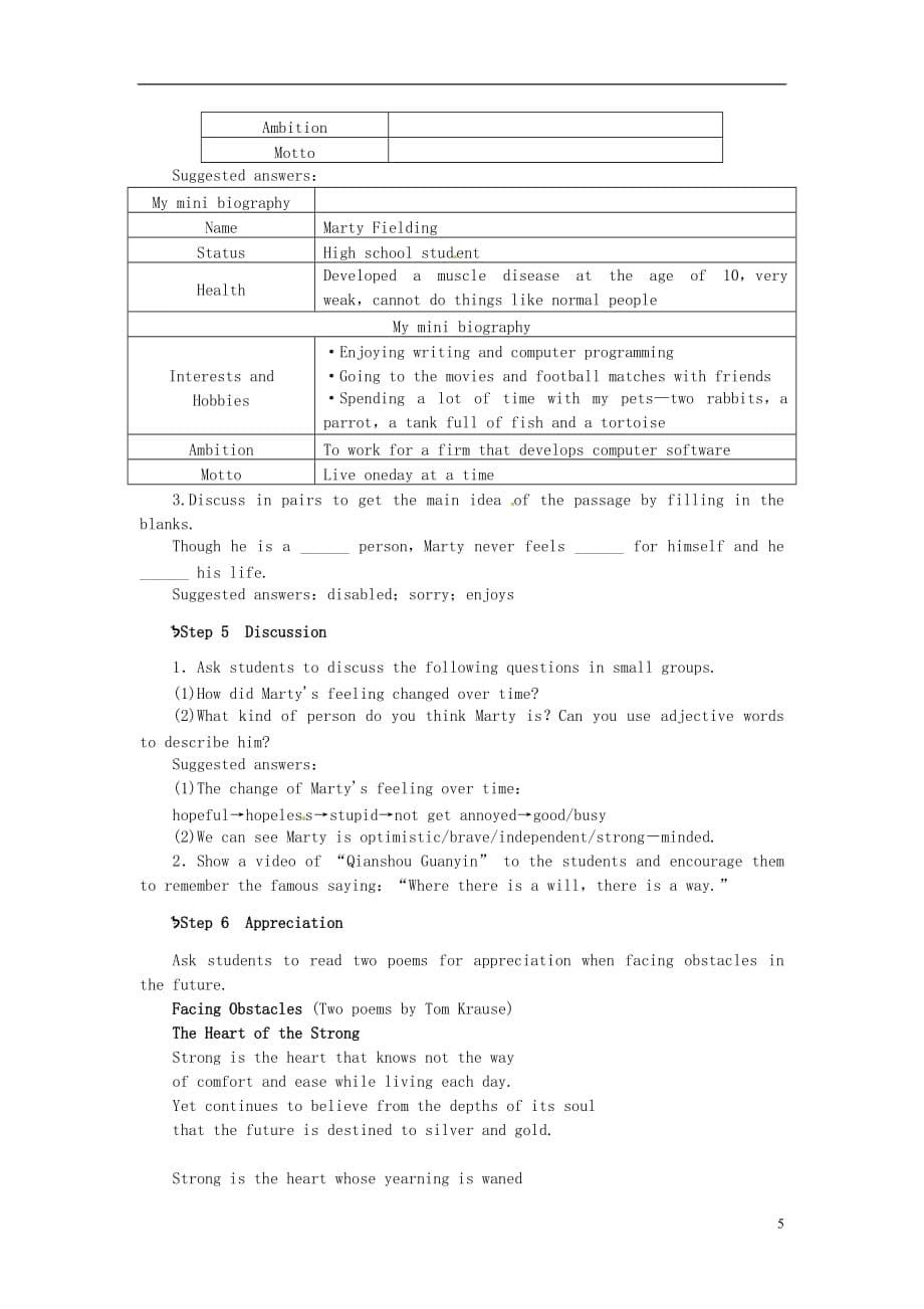 2013高中英语 Unit1《LivingwellPeriod》1教案 新人教版选修7.doc_第5页