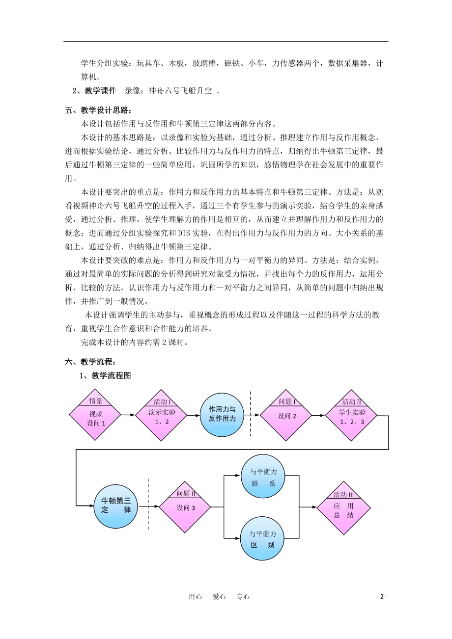上海地区优秀高一物理 第三章 C 作用与反作用 牛顿第三定律教案 沪科版.doc_第2页