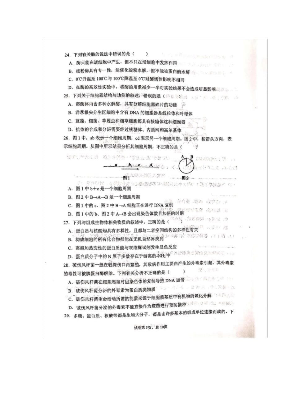 最新甘肃省天水一中2019-2020学年高二下学期第一次学段(期中)考试生物(理)试题PDF版含答案_第5页