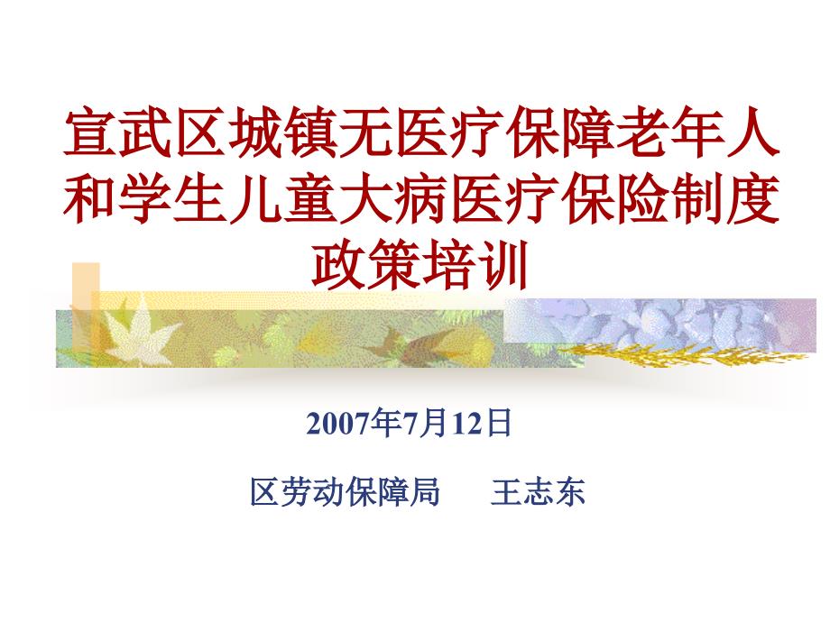 宣武区城镇无医疗保障老年人讲义教材_第1页