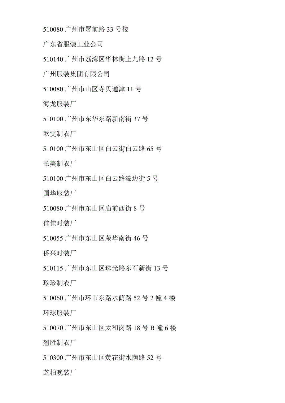 （服装企业管理 ） 广东服装企业资料(上)_第1页