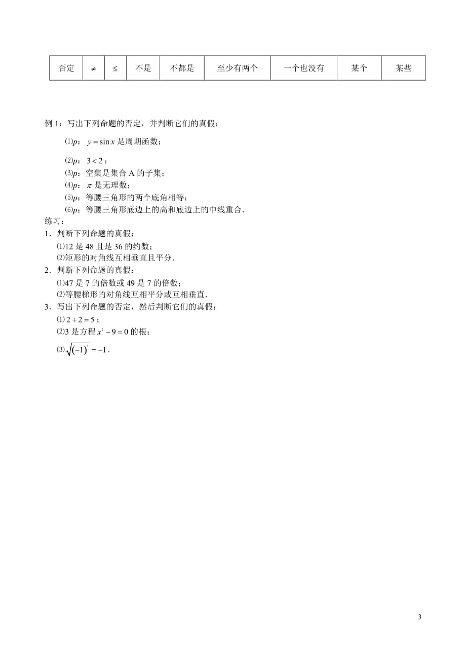 高中数学 1.2 简单的逻辑联结词复习教案 苏教版选修1.doc_第3页