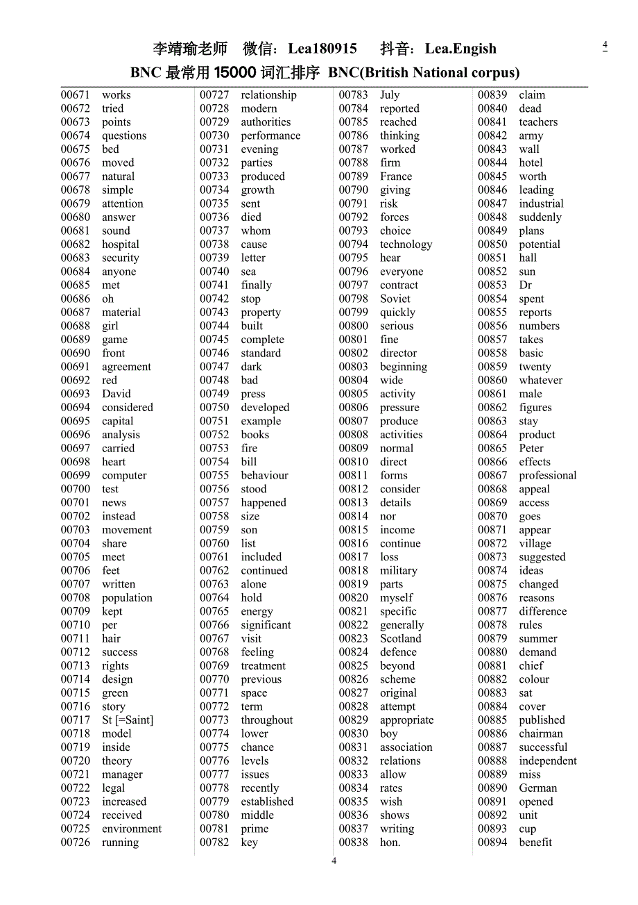 BNC最常用15000词汇排序-李靖瑜老师_第4页