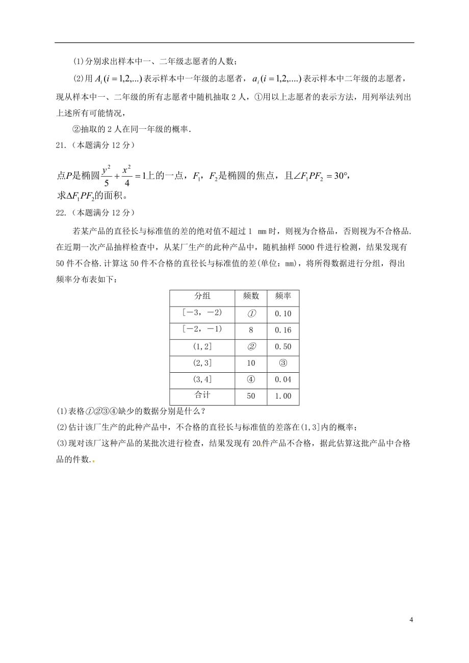 内蒙古（东校区）高二数学上学期期中试题文_第4页