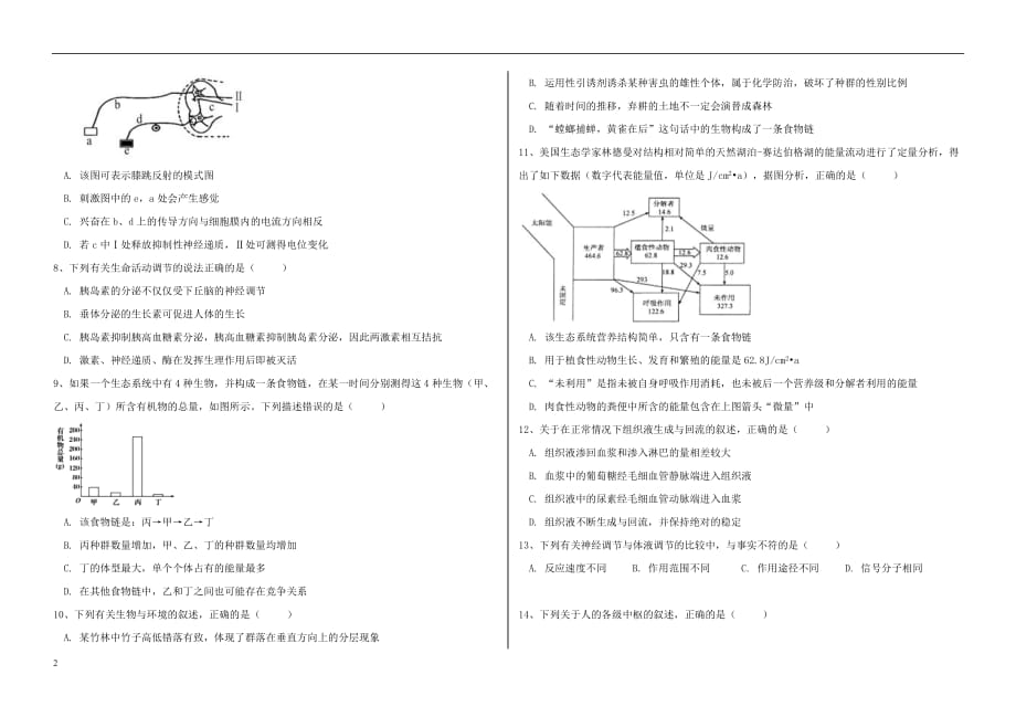 黑龙江省大庆2019_2020学年高二生物下学期月考试题线上考试_第2页