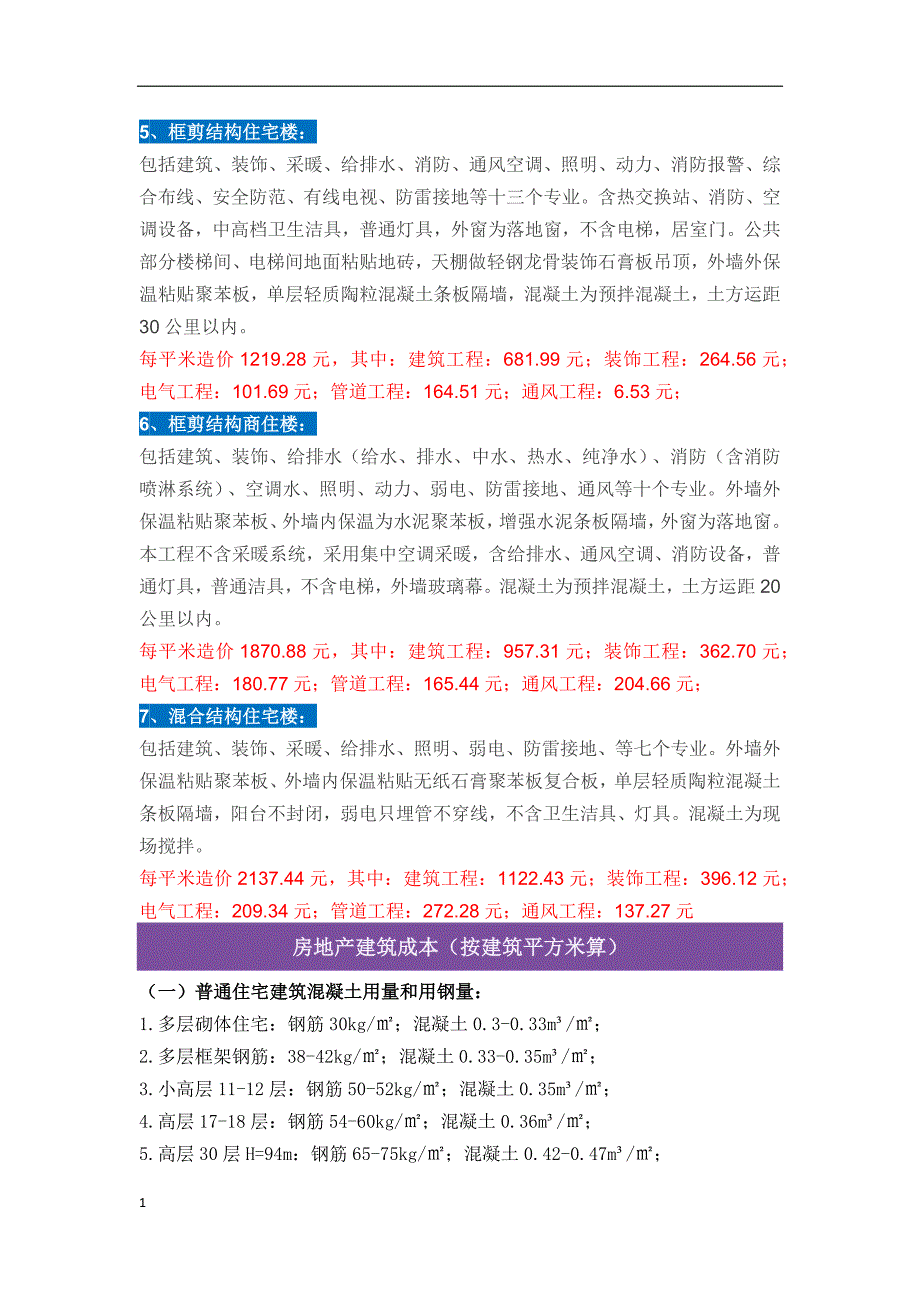 建筑工程单位平方造价指标知识分享_第2页