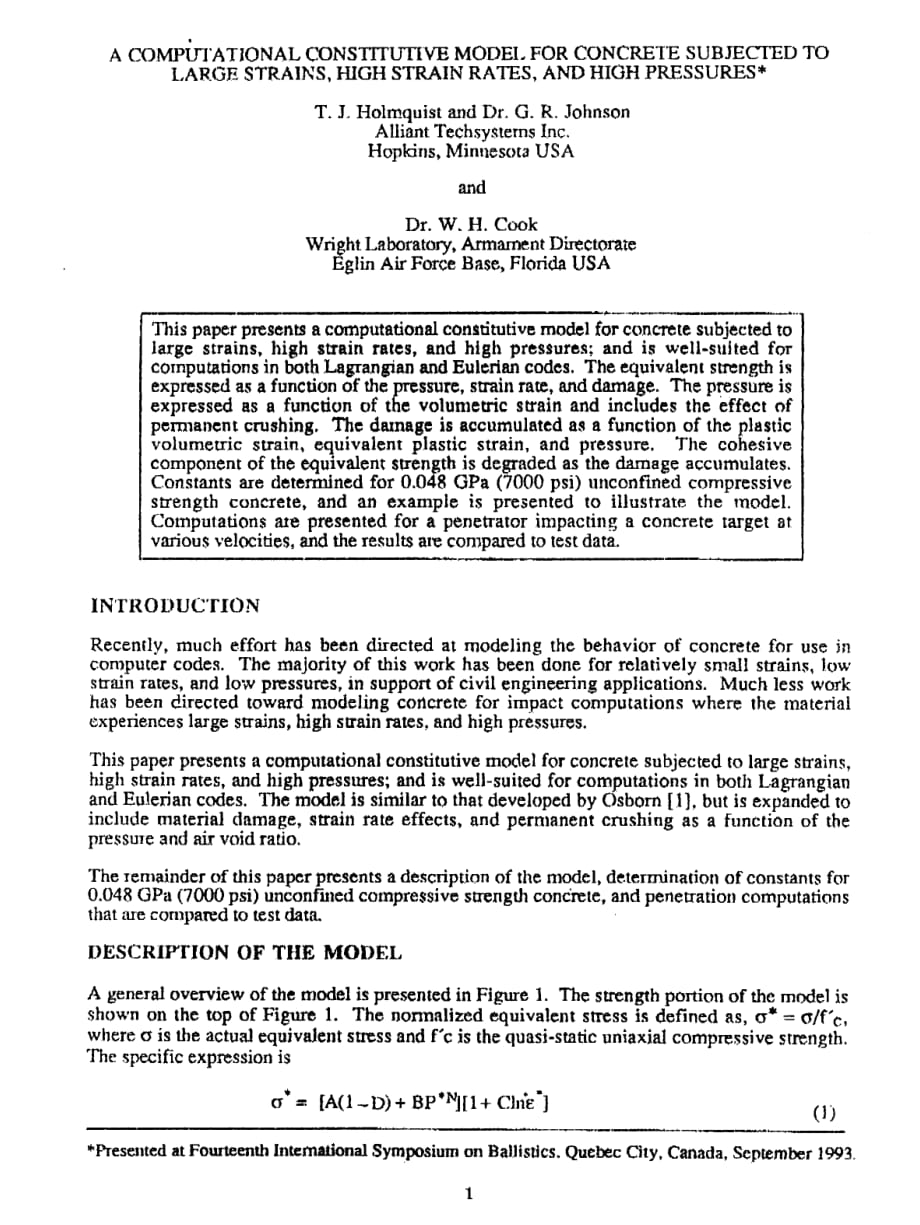 A-computational-constitutive-model-for-concrete-subjective-to-large-strain--high-rates_第1页