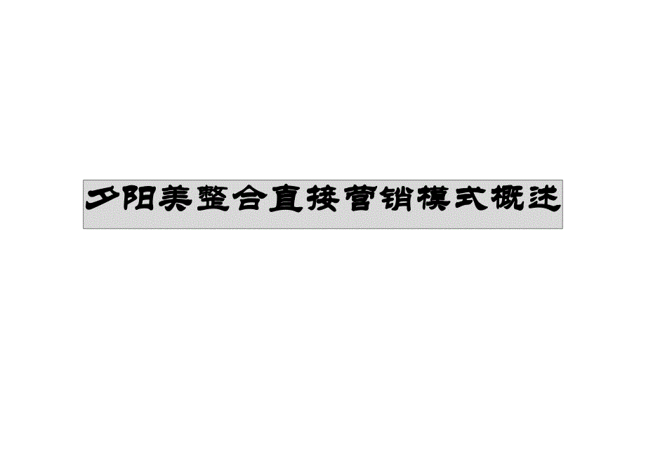 《精编》夕阳美整合直接营销模式概述_第1页