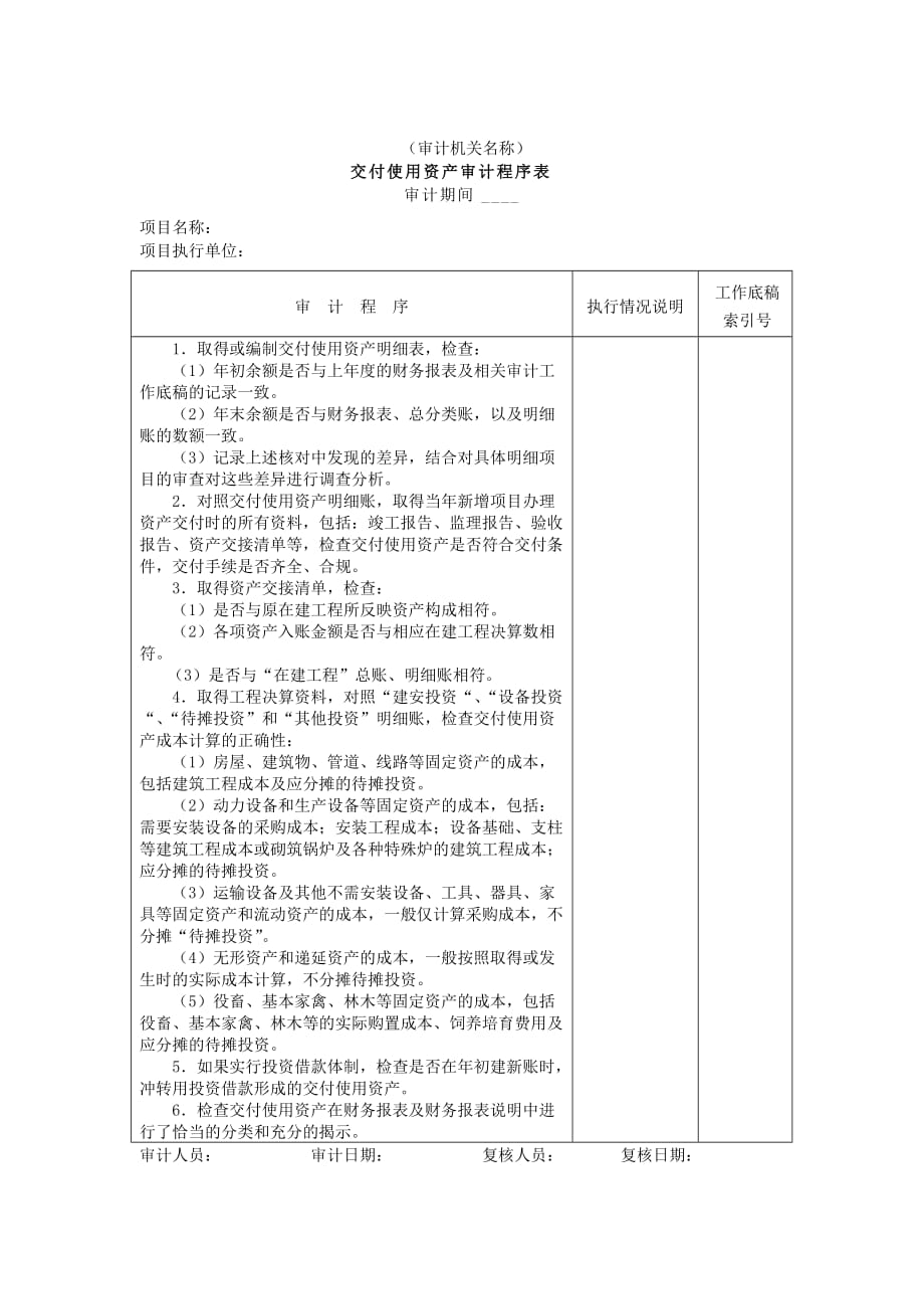 《精编》审计程序表27_第1页