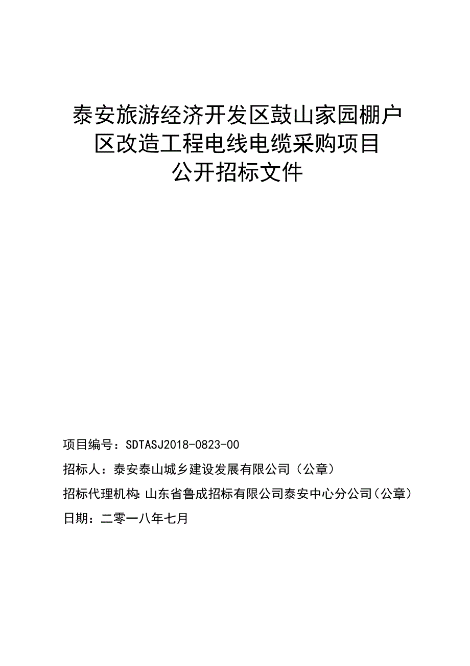 棚户区改造工程电线电缆采购项目招标文件_第1页