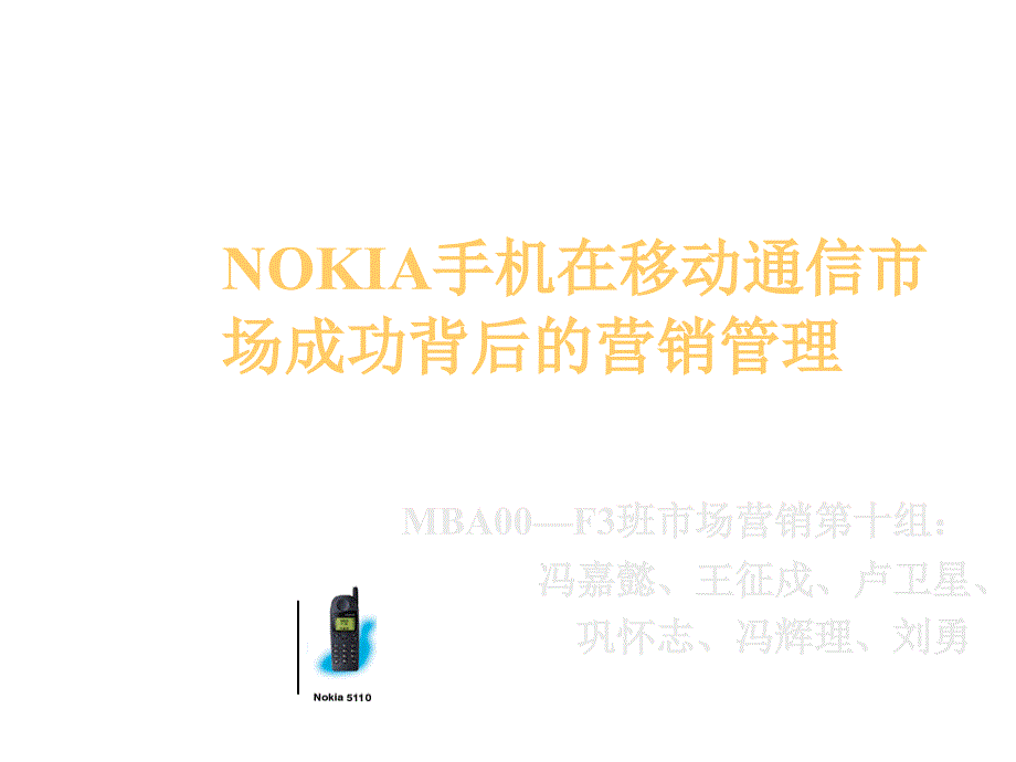 202X年NOKIA在中国手机市场成功营销管理分析_第1页