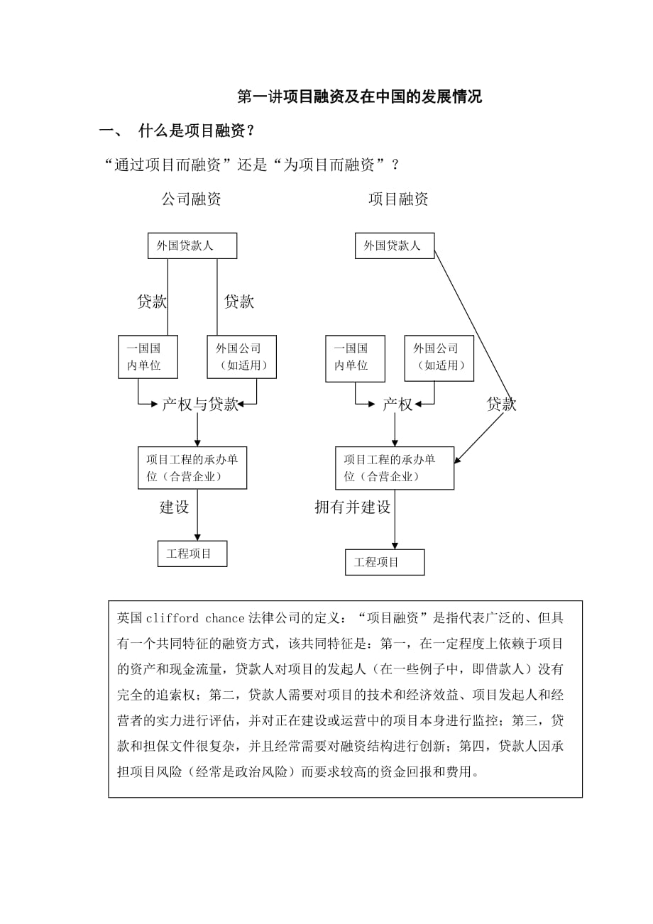 《精编》第一讲项目融资概述_第1页