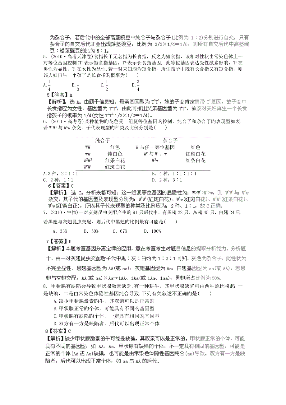 2019高考生物二轮练习_专题八遗传基本规律_第2页