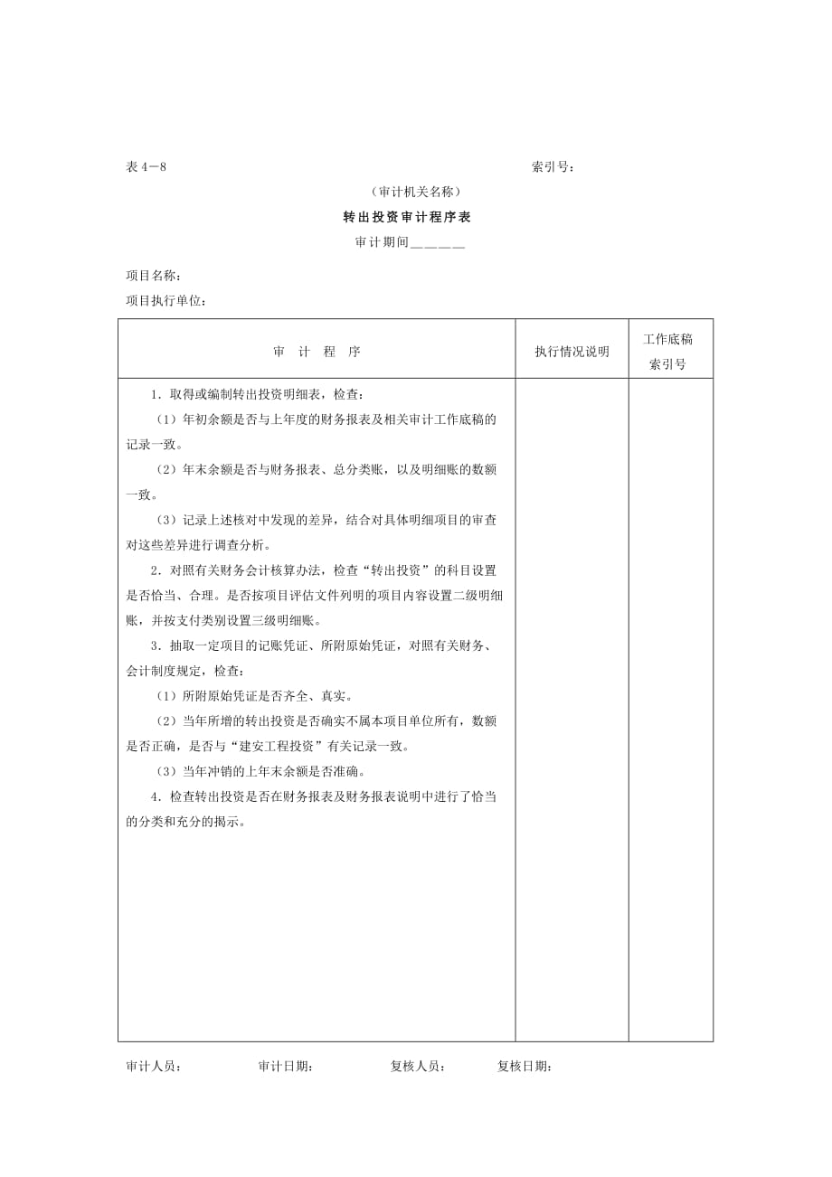 《精编》项目支出-3设备投资审计程序表6_第1页