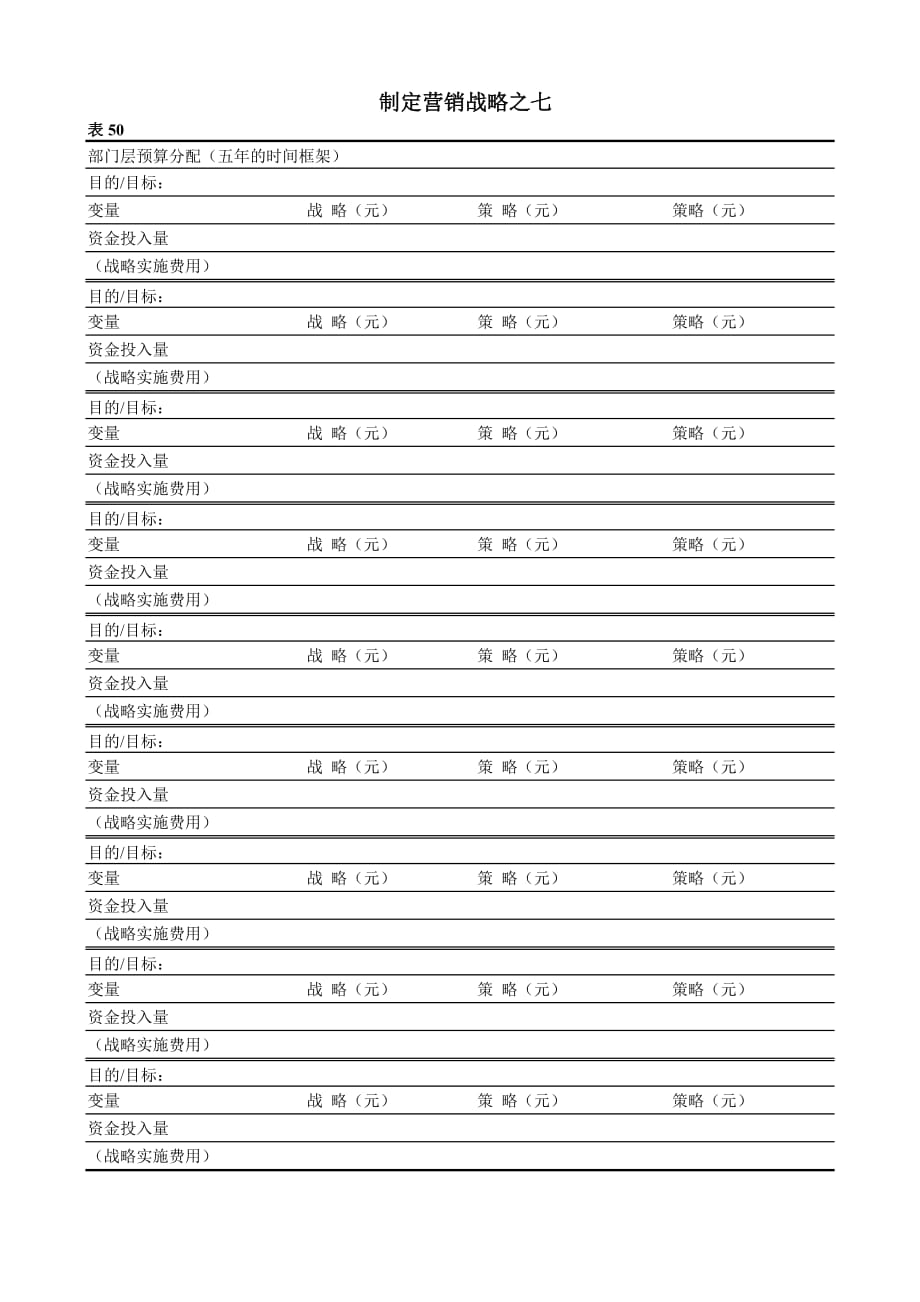 《精编》营销战略表格汇总8_第1页