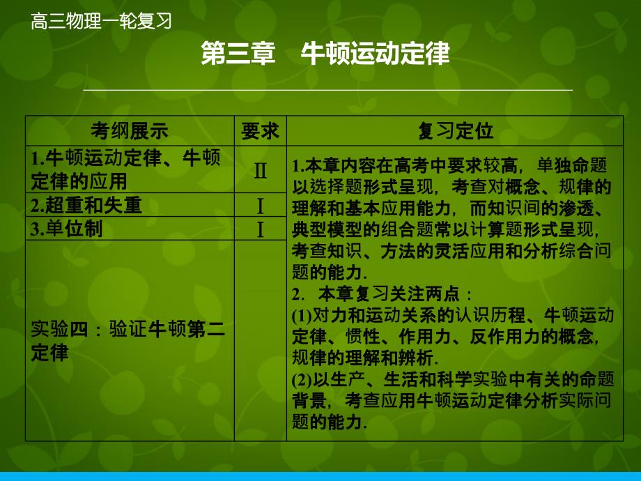 2016年高考物理大一轮复习 3.1牛顿第一定律 牛顿第三定律课件 新人教版_第1页