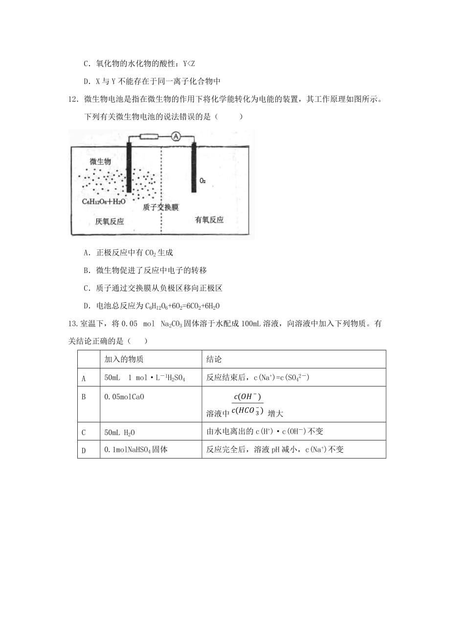 四川省眉山中学高三化学9月月考试题（无答案）_第2页