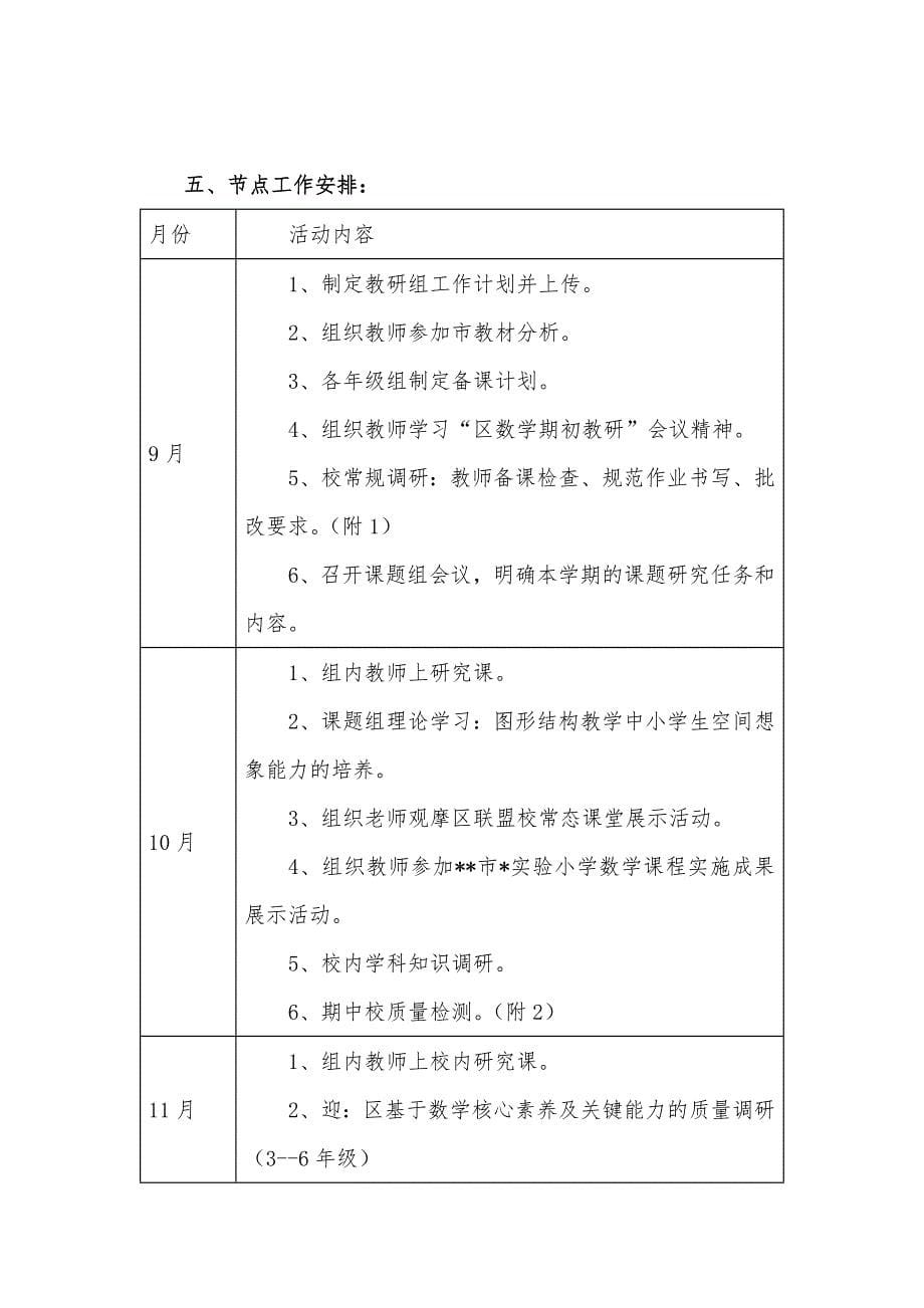 小学2019-2020学年第一学期数学组工作计划_第5页