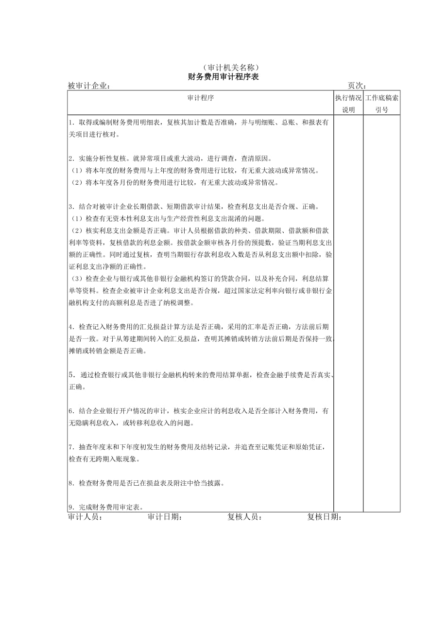 《精编》审计程序表154_第1页