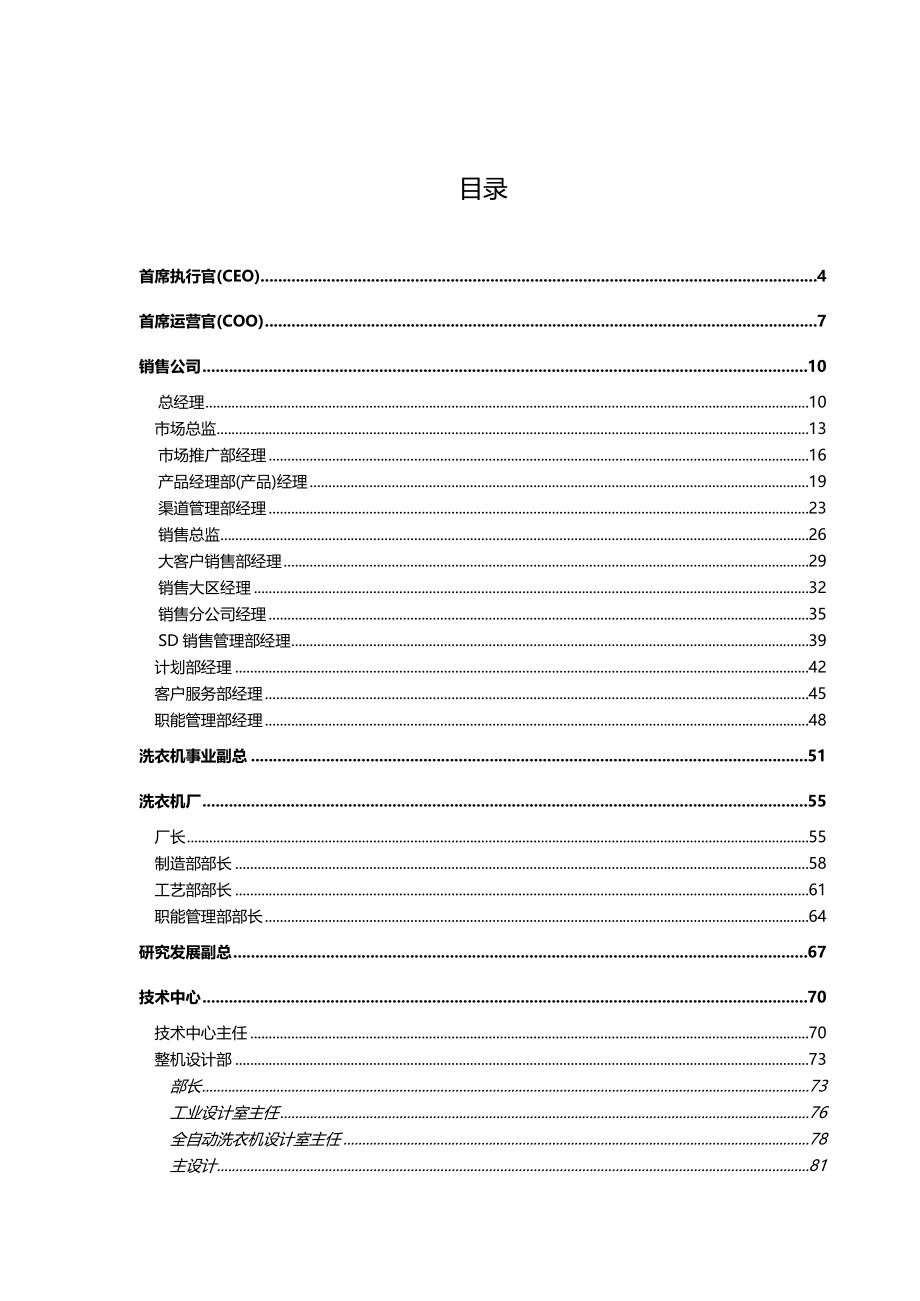 2020（岗位职责）2020年小天鹅集团部门职位说明书_第1页