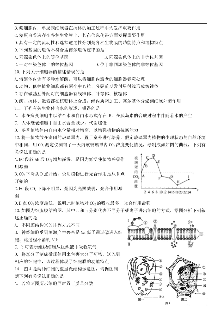 山东省临淄中学高三生物10月月考试题_第2页