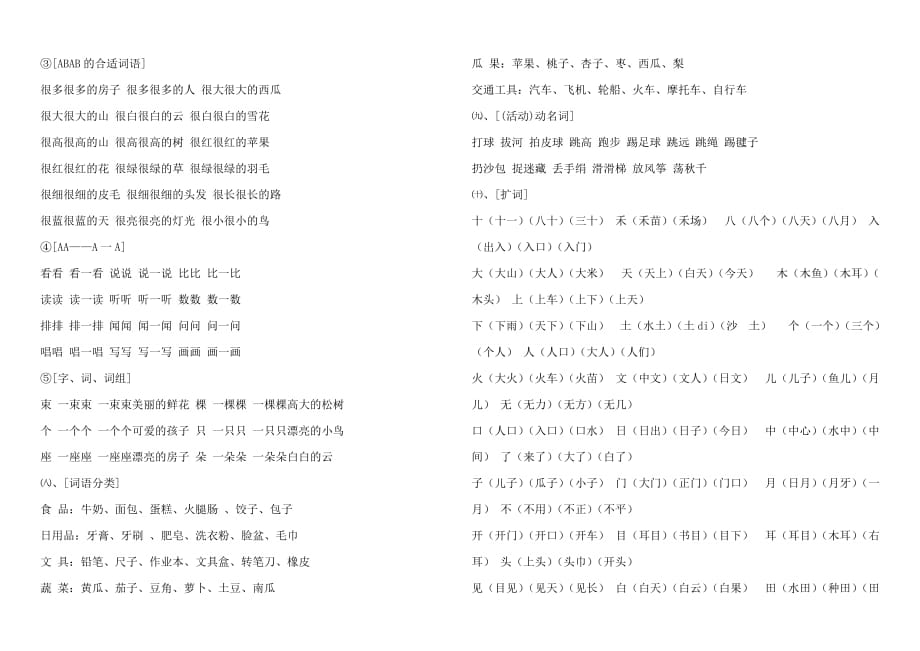 一年级语文上册专项复习要点词语.doc_第4页