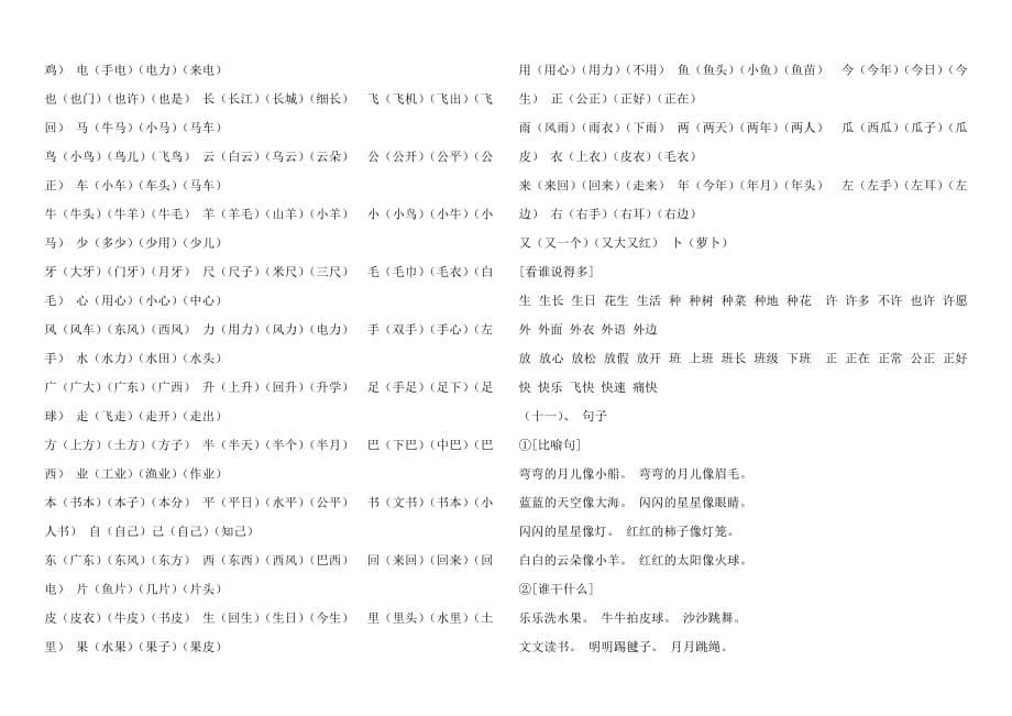 一年级语文上册专项复习要点词语.doc_第5页