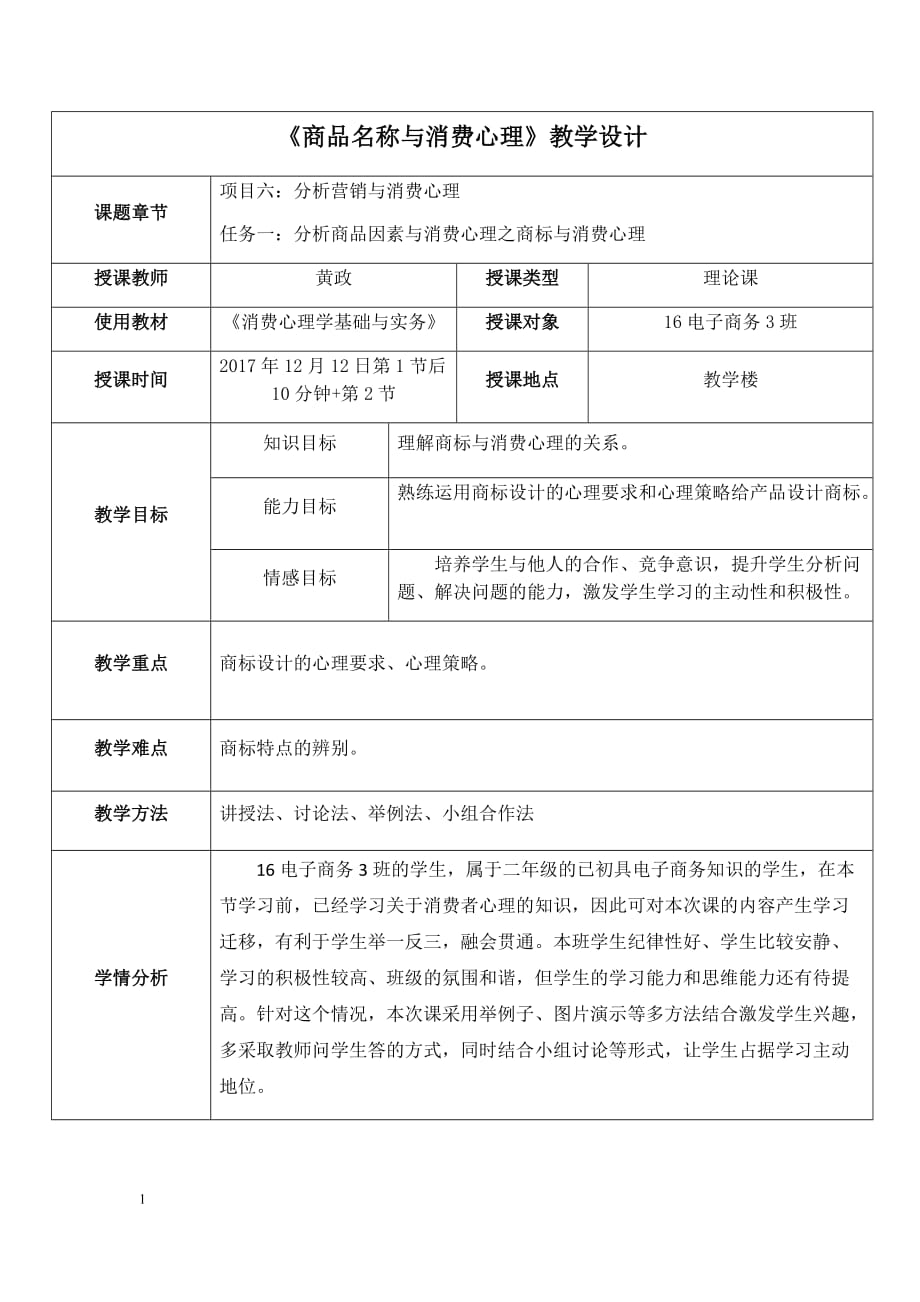 商标与消费心理电子教案_第1页