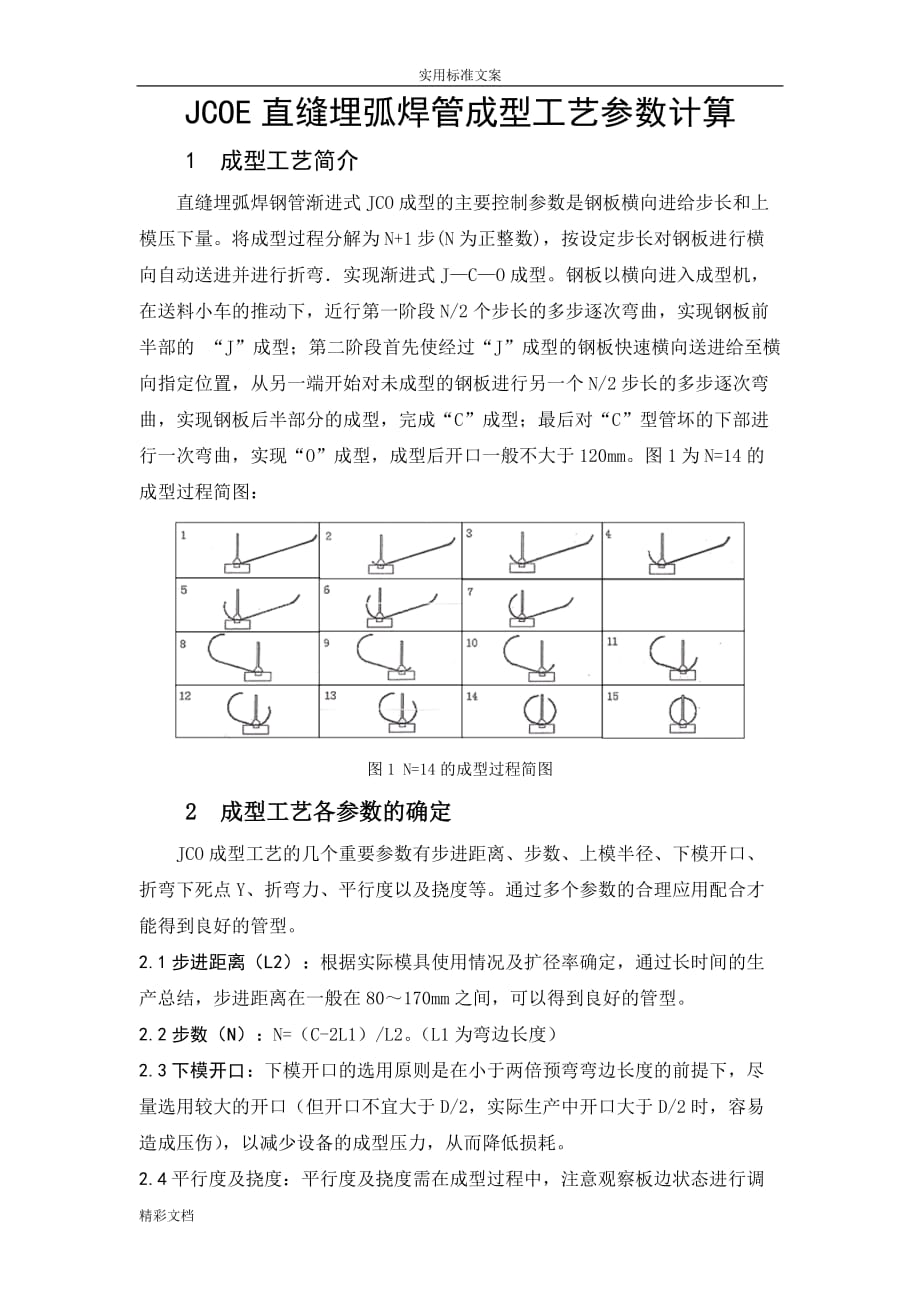 JCOE直缝埋弧焊管成型实用实用工艺全参数计算_第1页