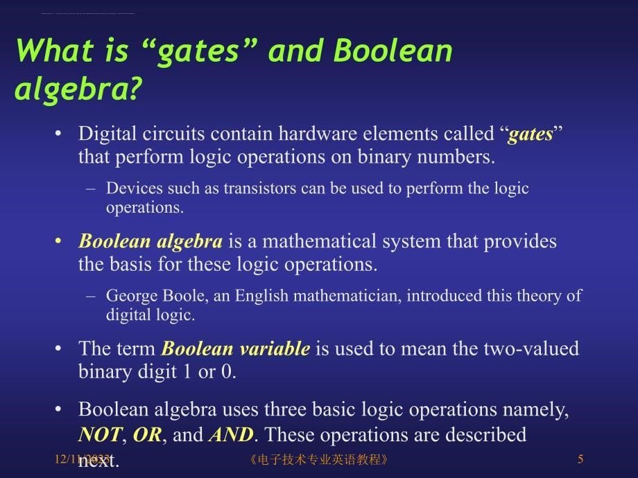 Lesson 19 Logic Gates电子技术专业英语教程_第5页