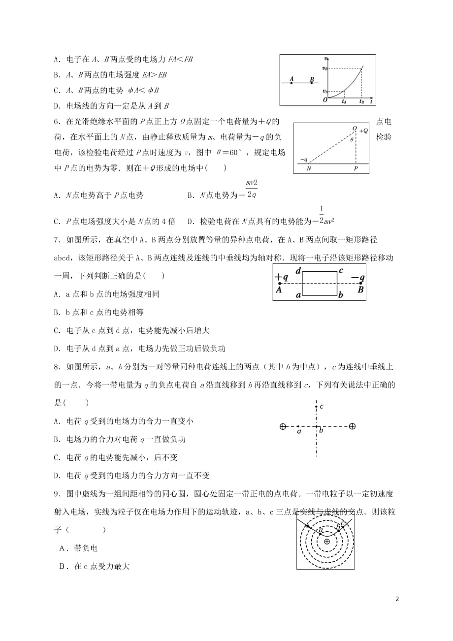 山东省高二物理上学期期中试题理_第2页