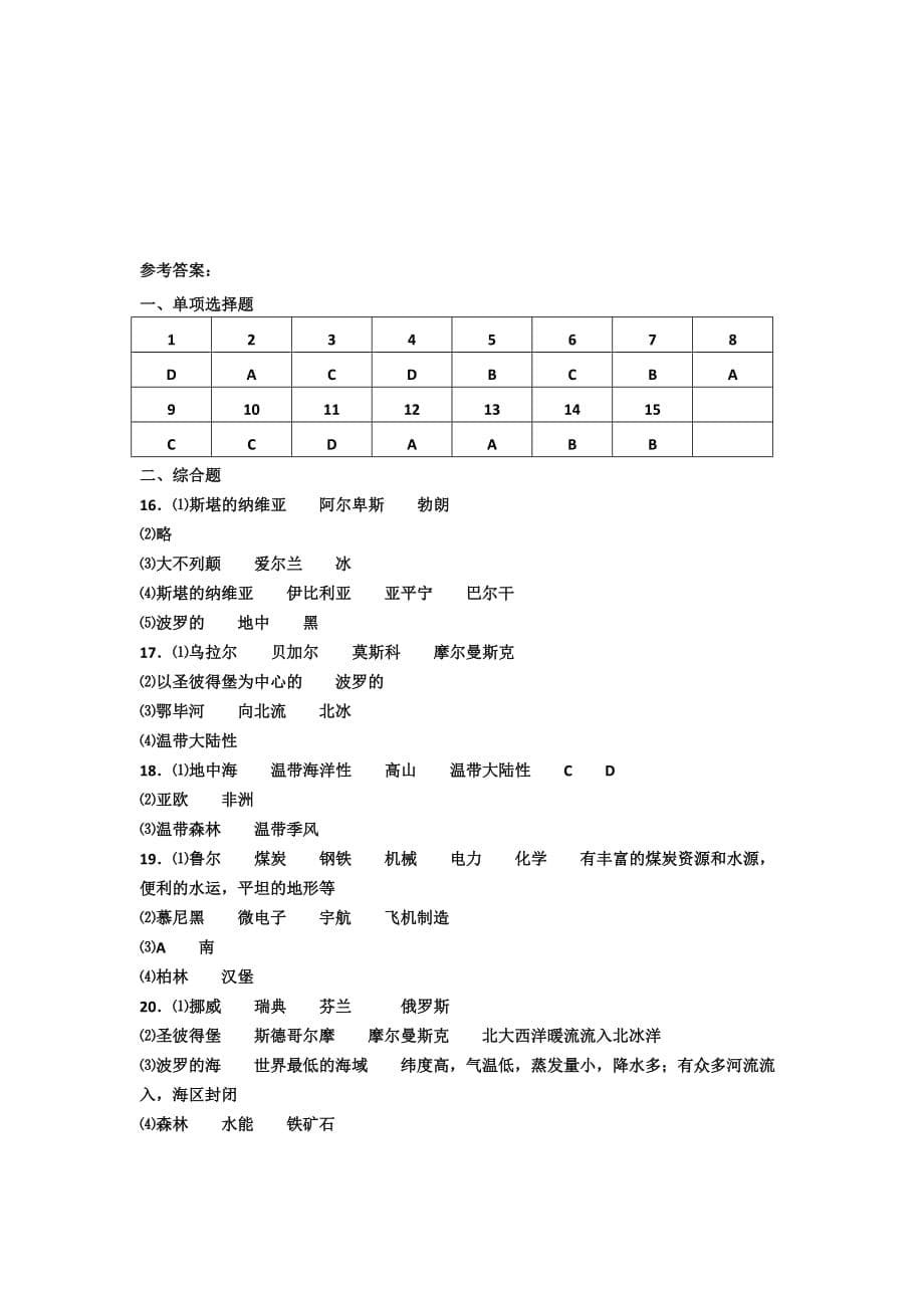 世界地理复习练习——欧洲部分_第5页