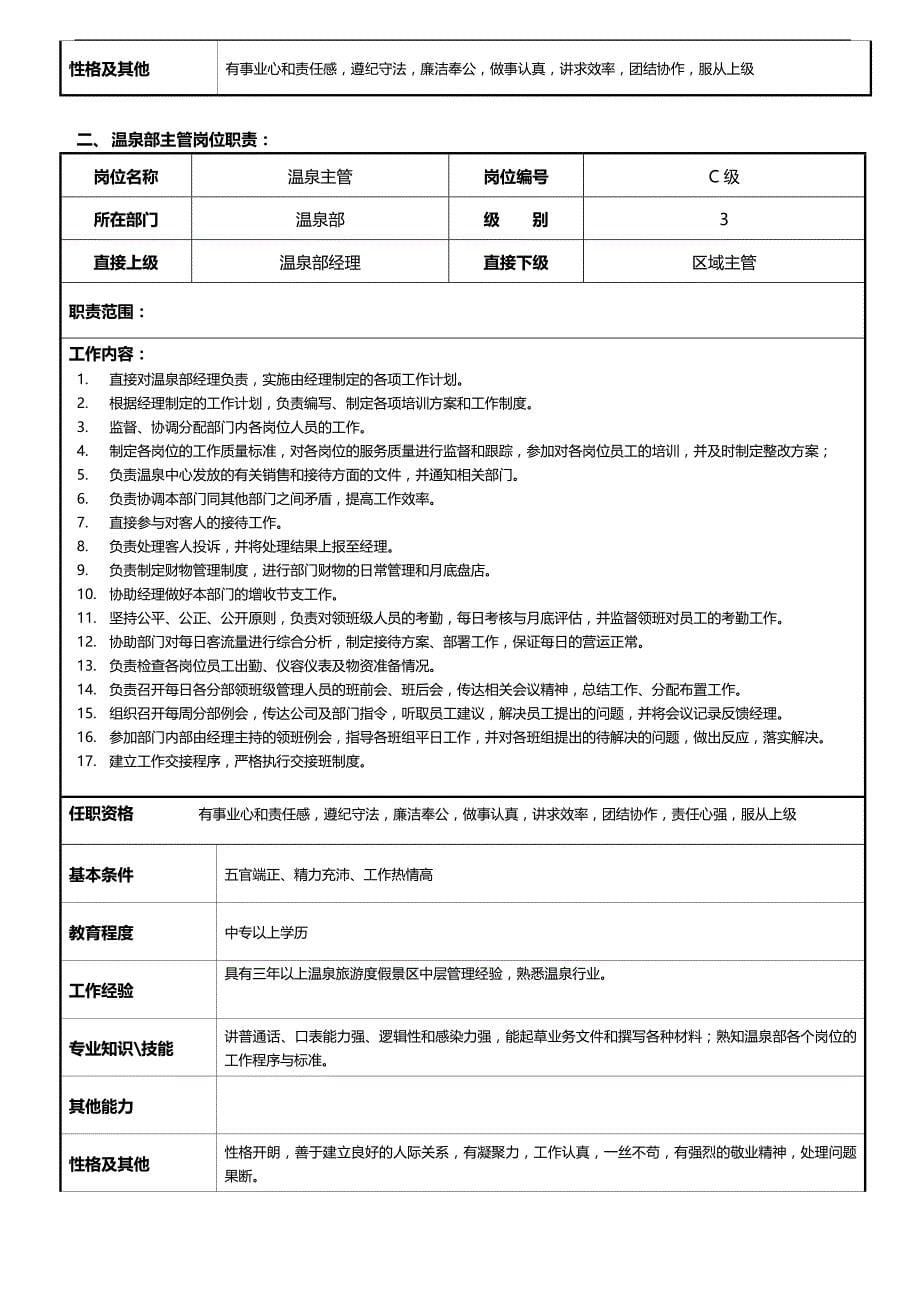 2020（工作规范）2020年桃源温泉部工作手册_第5页