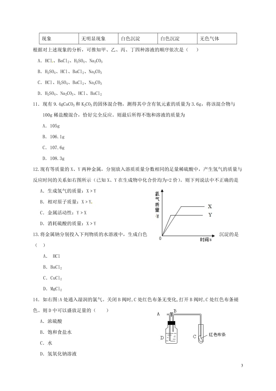 山东省济南市第一中学高一化学9月月考试题_第3页