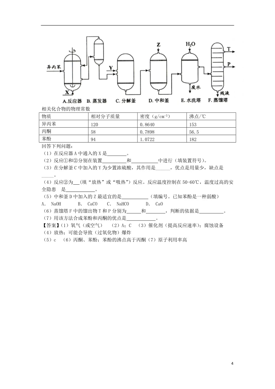 山东省济南市历城区第二中学高考化学单元集训试题主题四化石燃料石油和煤的综合利用（选修2）_第4页