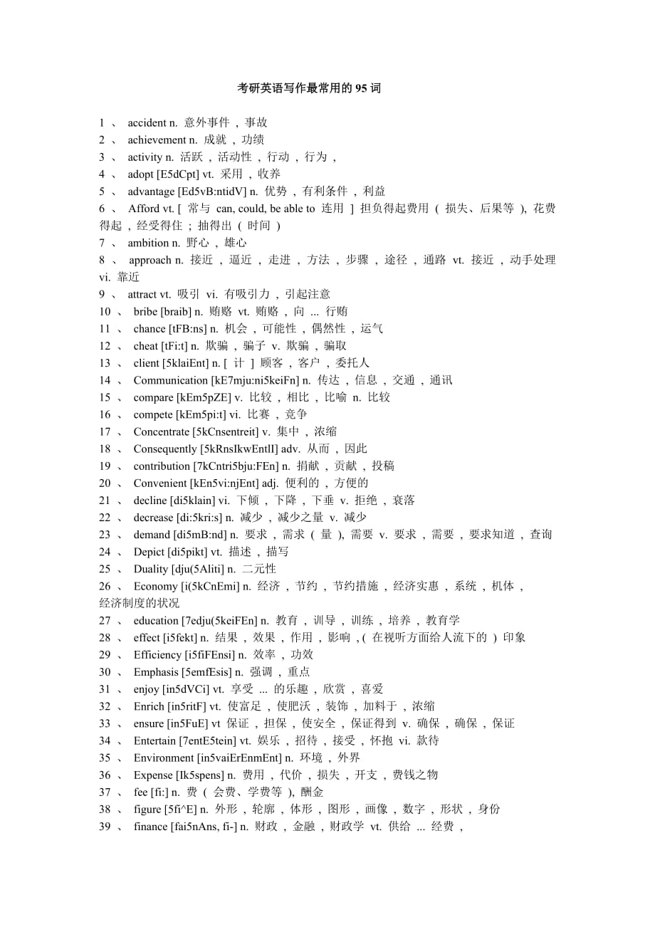 考研英语写作最常用的95词.doc_第1页