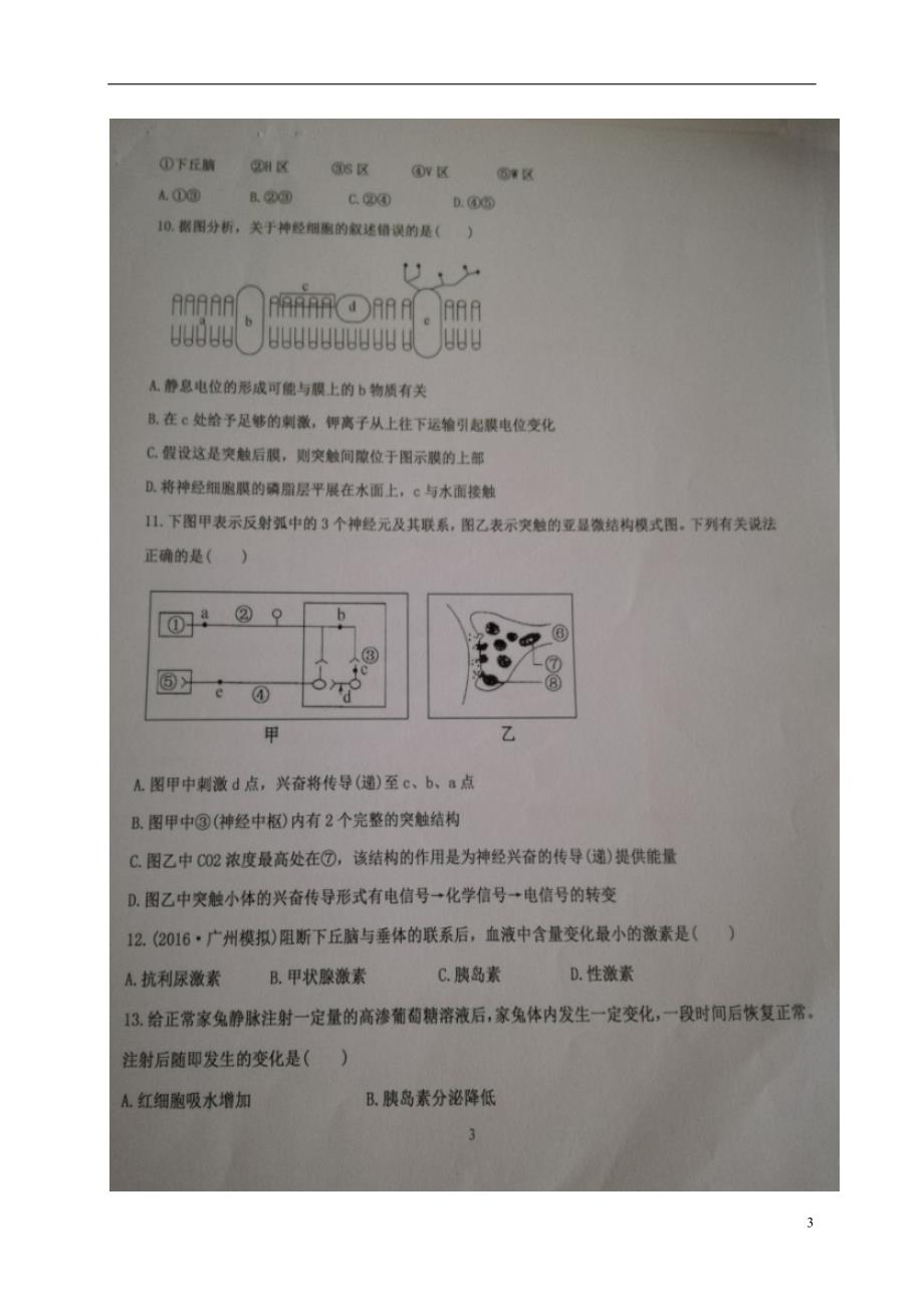 山东省高三生物12月月考试题（扫描版）_第3页