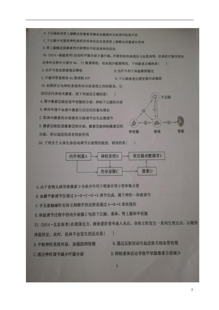 山东省高三生物12月月考试题（扫描版）_第5页