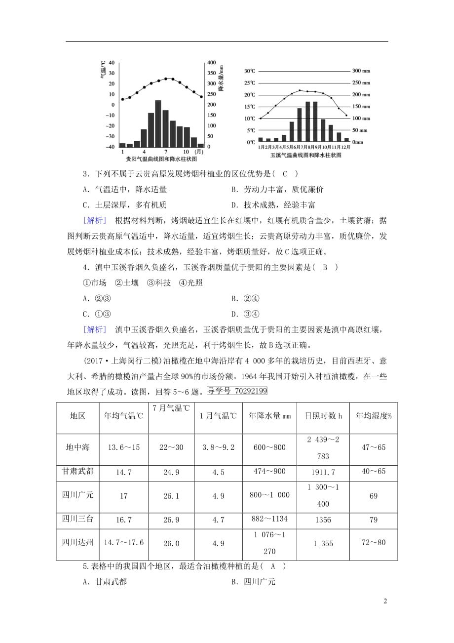 高考地理第3章农业地域的形成与发展第1讲农业的区位选择精确复习练案必修2_第2页