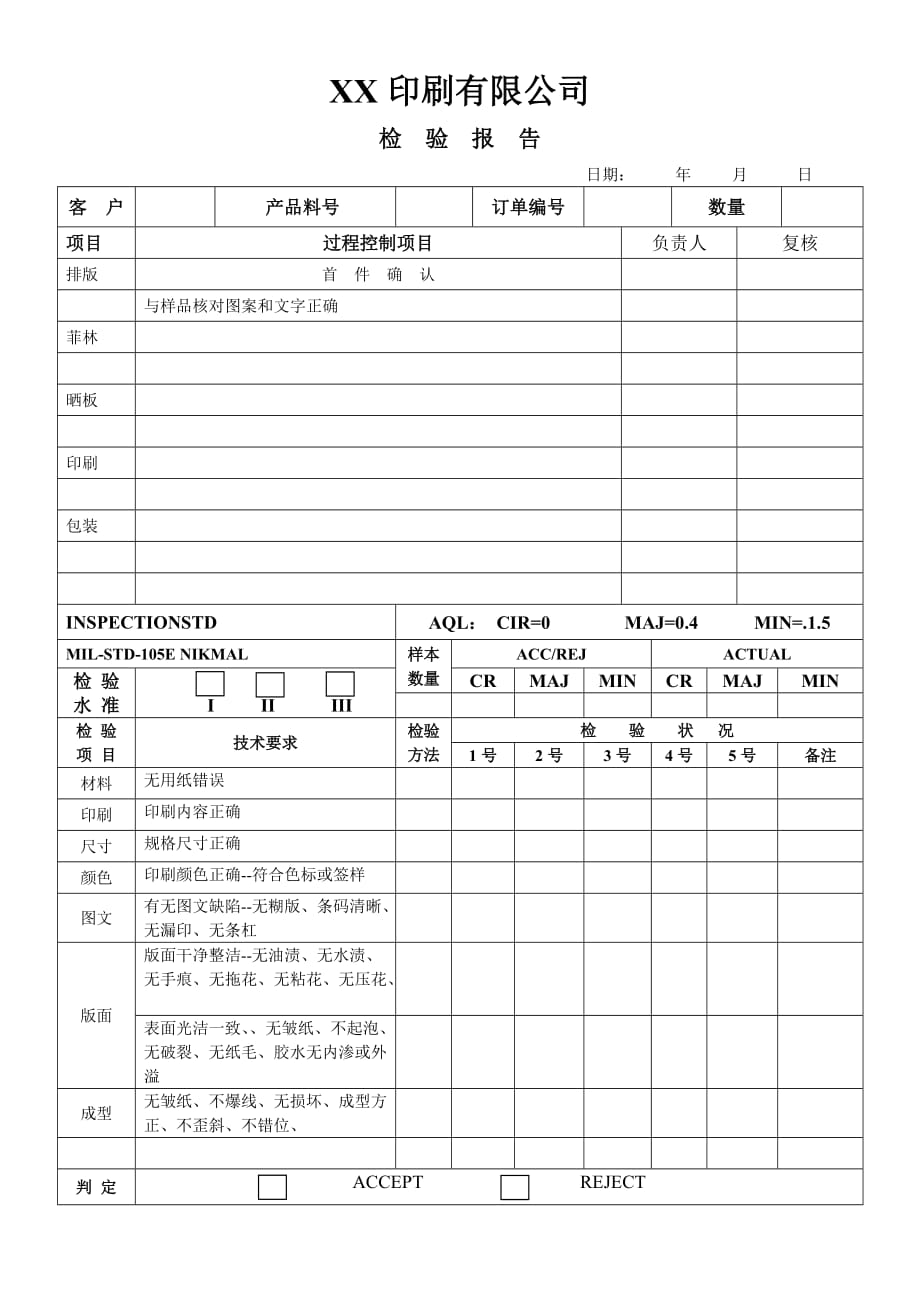 印刷产品检验报告.doc_第1页