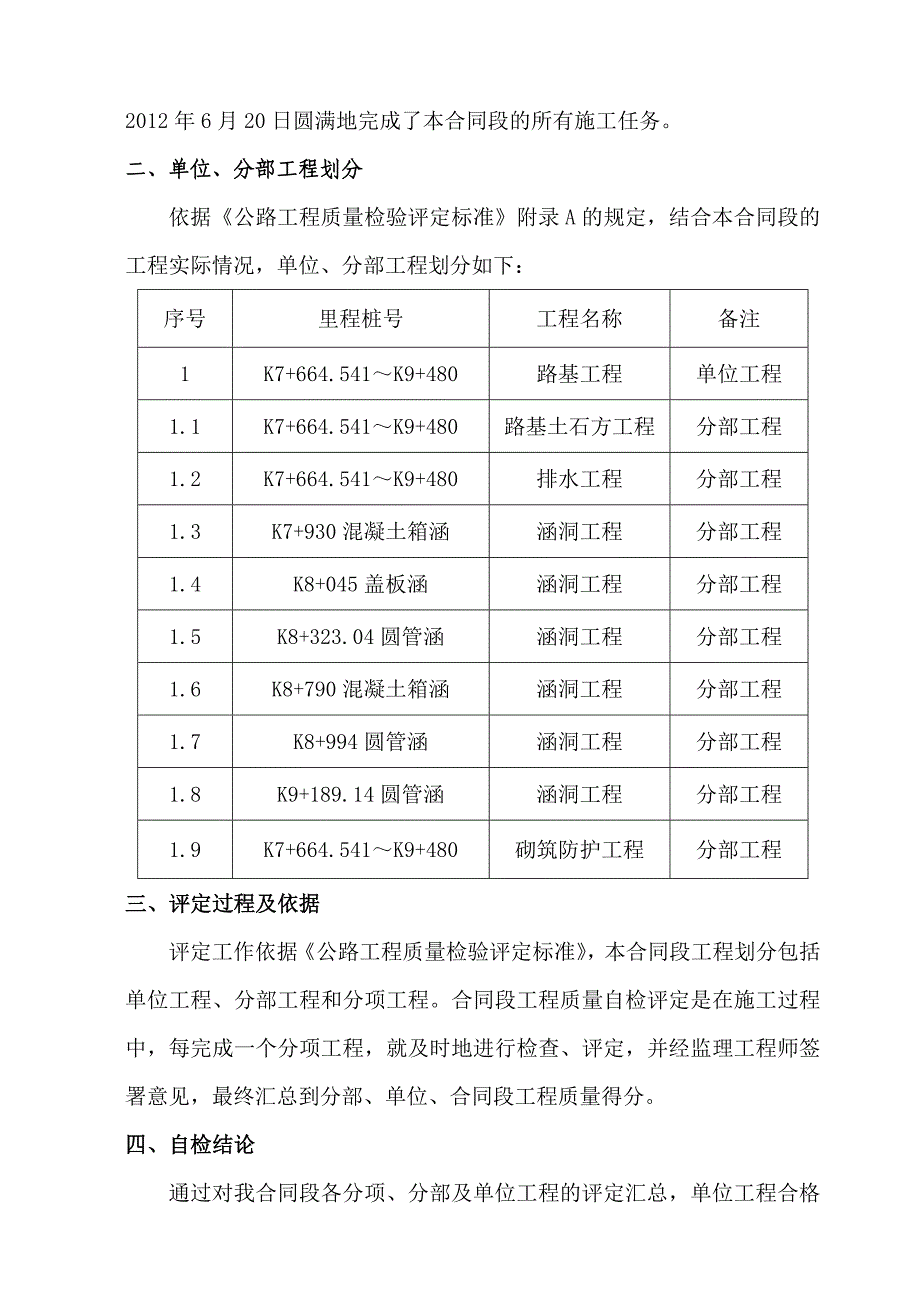 虎民公路工程交工验收申请报告_第4页