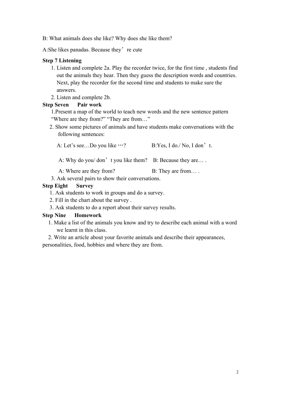人教新版英语七年级下册Unit5全单元教案_第2页
