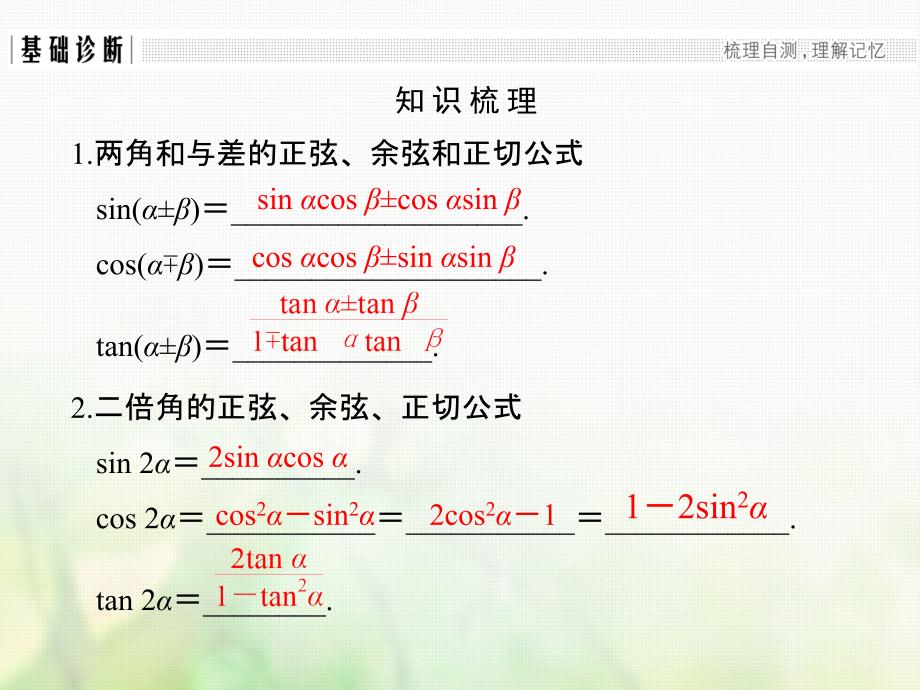 2018版高考数学大一轮复习第四章三角函数解三角形第5讲两角和与差的正弦余弦和正切公式课件理_第3页